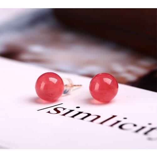 AAAAA red RHODOCHROSITE ROUND 7/8/9/10MM +18K earrings wholesale for women xmas gift