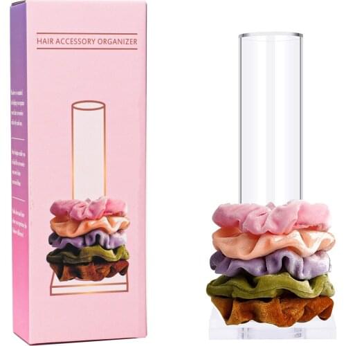 Acrylic Hair Ring Holder Round Multifunctional Organizer Storage Box Candy Jars Headwear Cosmetics Cotton Display Rack