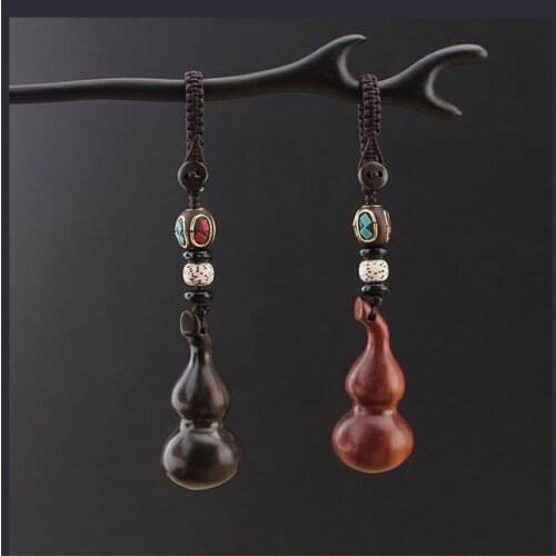 Ebony wooden gourd car keychain pendant men and women high-end gift bag pendant