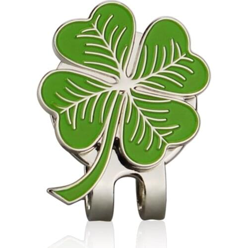 Four Leaf Clovers Golf Ball Marker with Golf hat clip Wholesale Golf Accessories for golfer gift alloy Lucky clover marker