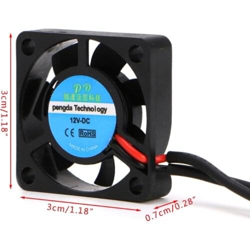 DC 12V 30*30*7mm Small 2Pin Brushless 2-Wire 3007S Axial Cooler Cooling Fan