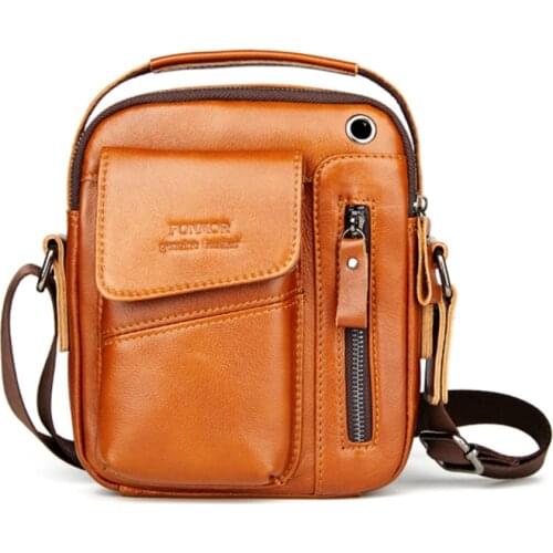 Business Handbags Leather Mens Genuine Leather Luxury Vintage Messenger Waist Bag Men Crossbody Bags For Male Top-handle Bags