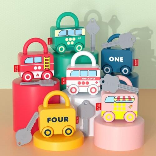 Kids Learning Locks with Keys Preschool Educational Numbers Matching & Counting Montessori Car Toys Games Teaching Aids Toys Boy