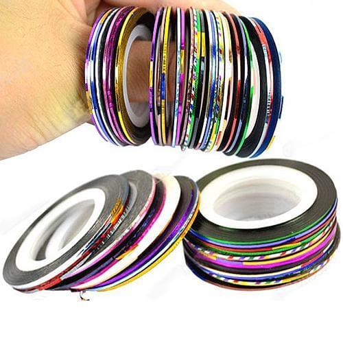 Hot 10 Color 20m/Rolls Nail Art UV Gel Tips Striping Tape Line Sticker DIY Decorations Beauty & Health
