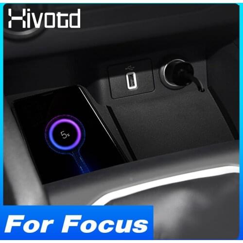Hivotd Car QI Wireless Charger Interior Modification Part 15W Fast Phone Charging Board Plate Pad For Ford Focus MK4 2019-2021