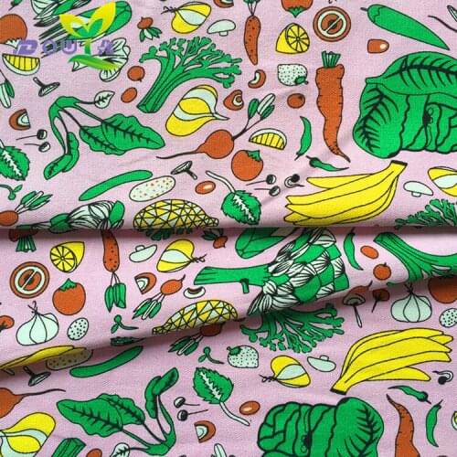 1 yards / Korean pink Vegetable & Fruit printed canvas DIY handmade fabric canvas bag backpack curtain cloth sofa pillow