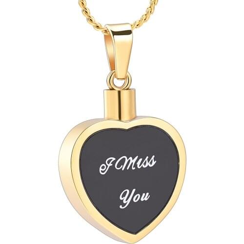 I Miss You Cremation Jewelry for Ashes Pendants Stainless Steel Keepsake Memorial Urn Necklace for Women/Men - Free Fill Kits