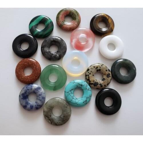 Natural Agates Rose Quartzs Stones Bead Round Shape Big Hole Tiger Eye Stone Loose Necklace Size 18mm for Diy Jewelry Making