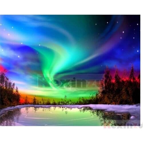 Kexinzu Full 5D DIY Square/Round Drill Diamond Painting "Blue Sky" 3d Diamond Embroidery Cross Stitch Decor Gift K517