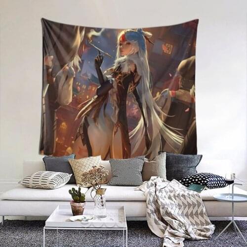Ningguang Chinese Tapestry Video Game College Tapestry Wall Bedspread aesthetic Hanging Blanket For Living Room
