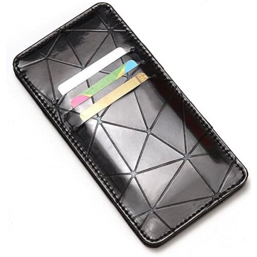 RFID Quality Business Ultra Thin Women Card Bag Designer Laser Indentation Geometric Plaid Wallets Lady Mini ID Credit BAG1077