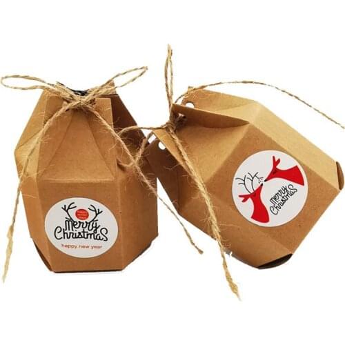 Kraft Paper Hexagonal Gift Box Packaging Candy Small Boxes for Gifts Baby Shower Christmas Paper Box Party Favors