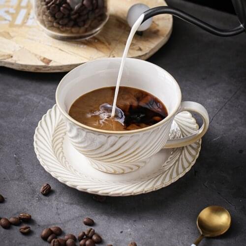 Creative Design Coffee Set Unique Pattern Ceramic Coffee Cup and Saucer 250ml European Style
