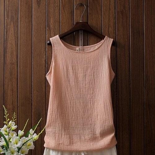 Cotton Linen Tank Tops Women Summer Clothing 2021 New Solid Casual Sleeveless Shirts Female Vintage Vest Top Soft Confort Blusas