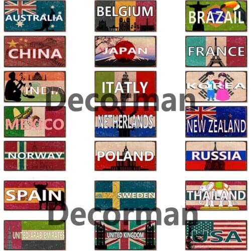 [ Mike86 ] Travel Countries Custom License plate USA SPAIN France Italy India Metal Sign painting decor Pub LTA-1797 20*30 CM