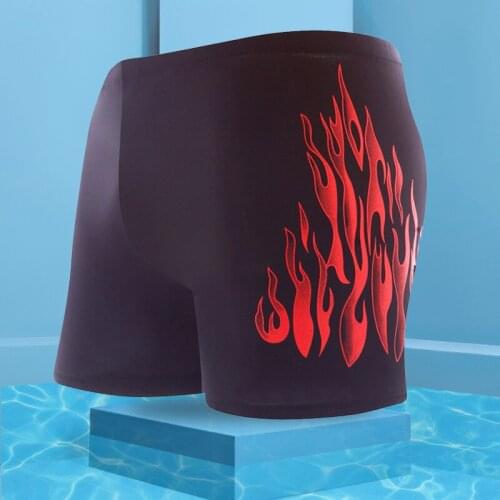 Mens Swimwear Anti-Awkward Mens Swimwear Fashion Boxer Flame Nylon XL Hot Spring Swimming Shorts 2021