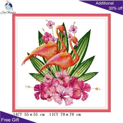 Joy Sunday Flamingo Embroidery Home Decor DA343 14CT 11CT Counted and Stamped Beautiful Flamingo Cross Stitch Kits