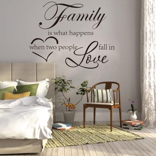 Family Is What Happens When Two People Love Fall In Quote Wall Sticker Decal Vinyl Bedroom Living Room Home Decor