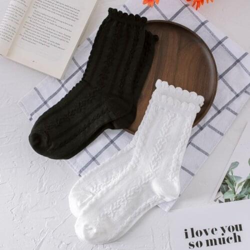 White Socks Women Lace Summer Thin Crew Socks Cotton Cute Japanese Jacquard College High Quality Women Fashion kawaii Sweet Hot