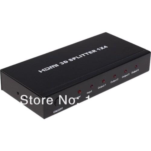 New 4 way ports metal shield 1 in 4 out HDMI Splitter switcher Amplifier 3D Compatible