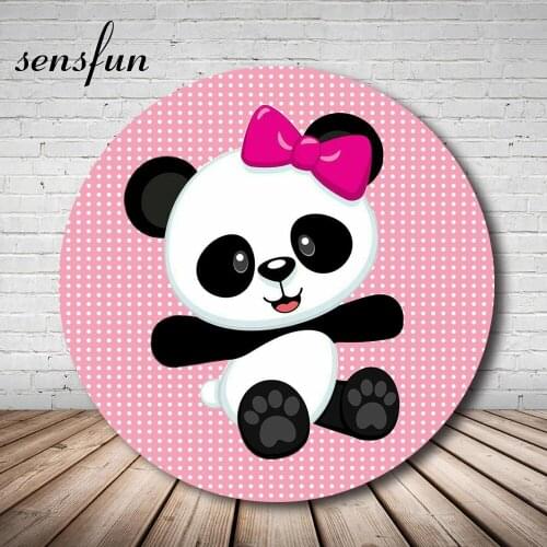 Panda Party Dots Baby Shower 1st Birthday Photography Backgrounds Customized Round Circle Backdrops For Photo Studio Customized