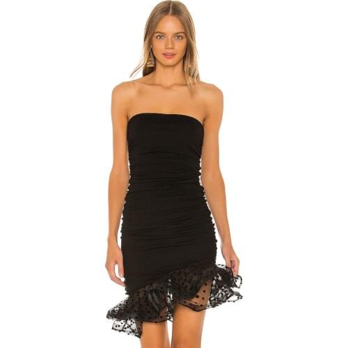 Off Shoulder Strapless Bandage Dress Sexy Women Dress Sleeveless Lace Sheath Solid Mini Backless Sexy Summer Party Dress Women