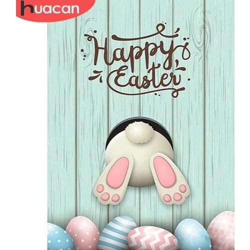 HUACAN Full Square/round Diamond Mosaic Rabbit Home Decor Diamond Painting Embroidery Animal Egg Diamond Art