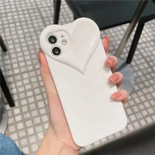 12 Mini Case 3D Love Heart Shockproof Transparent Candy Color TPU Cover for iPhone 12 Pro 11 11Pro Xs Max X Xr 7 8 Plus SE 2020
