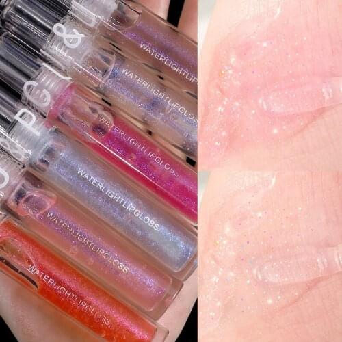 Transparent Water Lip Gloss Lipstick Moisturizing Nourishing Lip Glaze Fine Glitter Pearlescent Glass Lip Gloss Makeup TSLM1