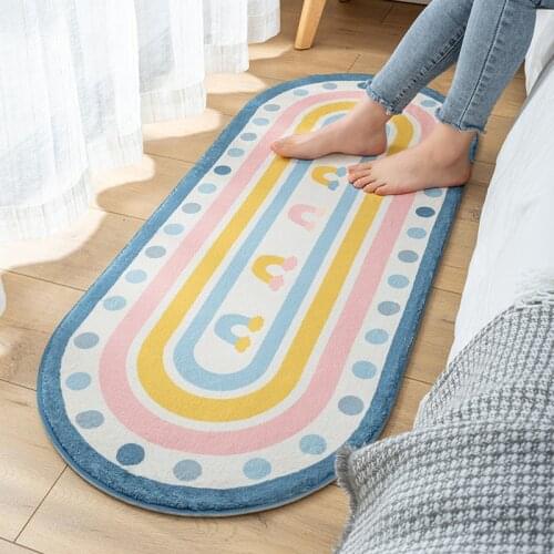 Geometric Bedside Long Carpet Pattern Rainbow Carpets Non-slip Living Room Floor Mat Stripe Nordic Area Rugs Bedroom Soft Mats