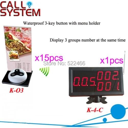 Restaurant Waiter Call System 1 set of 1pcs of display and 15pcs of call button newest, DHL shipping free