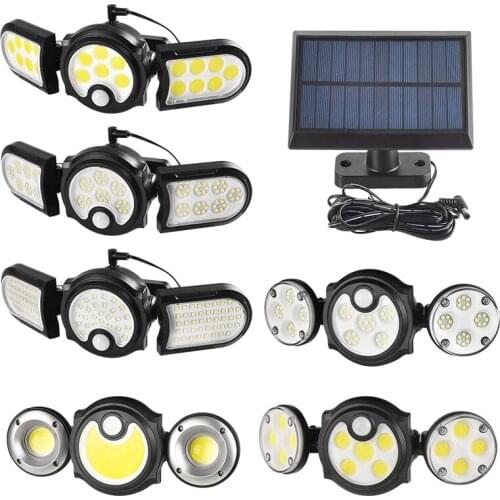 Solar Light Outdoor Three-head Wall Street Lamp Waterproof Split Type Sensor Street Light For Garden Lawn Courtyard Lighting