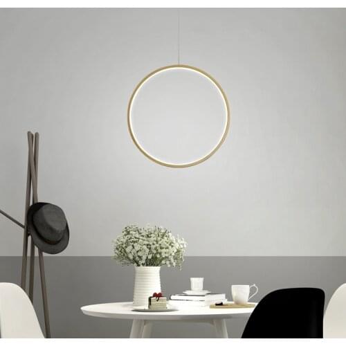 Modern Hanging Circle Round Pendant Light Creative Vertical Ring Pendant Lamp for Dining Room Office Simple Lighting Fixture