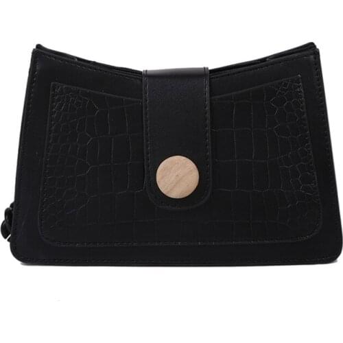 Yesetn Bag 04112021 Ladies crocodile grain texture bag single shoulder handbag wide straps baguette bag