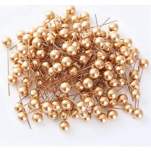 50pcs 12mm Mini Artificial Flower Gold Fruit Stamens Cherry Christmas Pearl Berry for Wedding DIY Gift Box Decorated Wreath