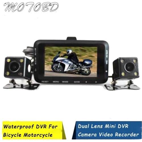 Motorcycle DVR DC 12V-24V Dual Lens Car Camera Rear View 3" 140 Degree Motor Video Recorder Dash Cam Motor Accessories
