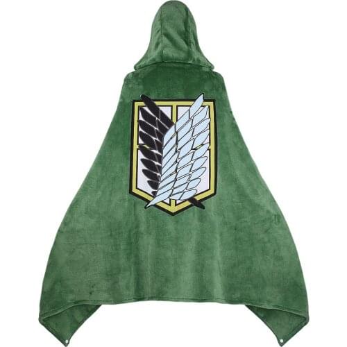 Japanese Hoodie Attack on Titan Blanket Cloak Shingeki No Kyojin Survey Corps Cloak Flannel Cosplay Costume Hoodie Clothing