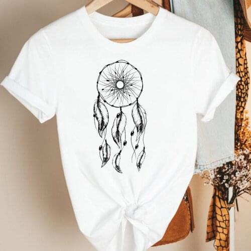 Women Clothes Vintage Dream Feather Style 90s Cartoon Summer Short Sleeve Print Fashion Tshirt Female Tee Top Graphic T-shirt