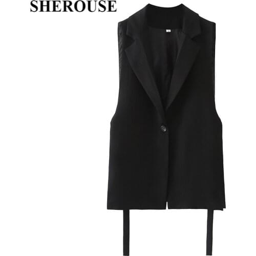 2021 New Vest Coat Women V-Neck Oversize Slit Blazer Style Vest Fashion Casual Chic Lady Coats Women