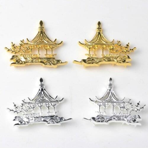 10 PCS 39*31mm Metal Alloy Pavilion Connectors KC Gold/Gold/Silver Color Charms DIY Accessories For Jewelry Making