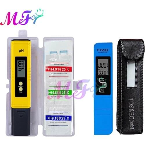 2Pcs TDS Meter Digital Water Tester Digital 0.0-14.0 PH Meter Tester 0-9990ppm TDS EC LCD Water Purity PPM Aquarium Filter