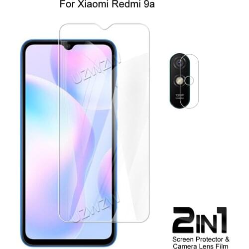 2 in 1 For Xiaomi Redmi 9A Camera Lens Film & Screen Protector Guard Protective HD Tempered Glass Explosion Proof