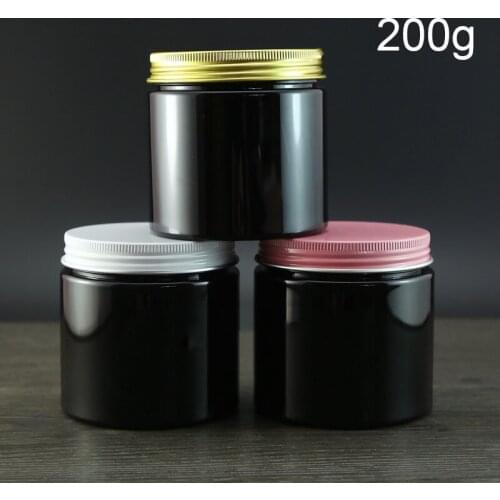 200g Empty Plastic Jar Black Cosmetic Container Body Lotion Packaging Refillable Makeup Cream Spice Candy Coffee Bottle