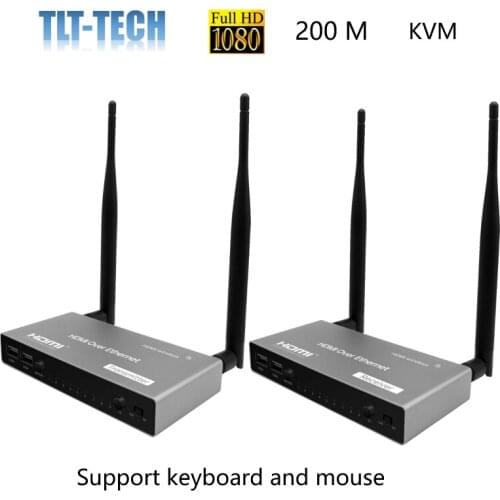 200M Wireless Video Transmitter Receiver USB KVM 1080P HDMI Loop IR Remote Wireless HDMI Extender Splitter Switch PC To Multi TV