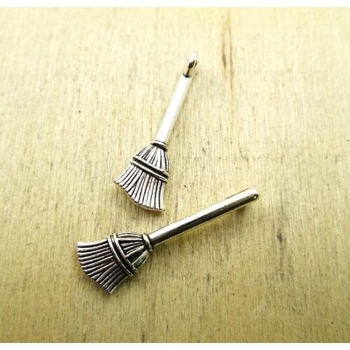 30pcs--28x10mm Broom Charms Broom charm pendants DIY necklace/ bracelets charms antique silver tone