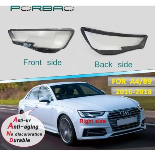 4Doors car Headlight Transparent Glass Lens Cover for A4 B9 Headlamp Clear Shell-Cover 16-18 Replacement DIY