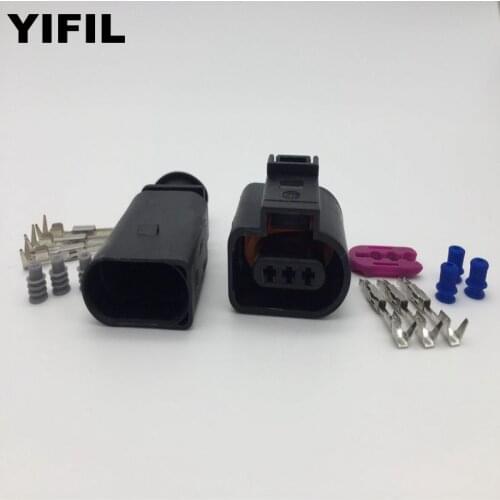 5sets/lot 3 Pin/Way Male Female 1.5mm Camshaft Cam Sensor Plug Connector For VW Audi A4 A6 AVK 3.0 2002-2004 1J0973703 1J0973803