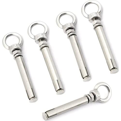 5 Pcs Lift Eye Ring Nut Expansion Bolt Screw Marine Grade 304 Stainless Steel Concrete Wall Anchor Sleeve Heavy Duty M8 M6