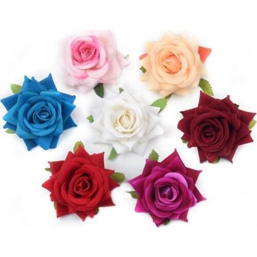 5pcs High Quality 5.5cm Silk Artificial Flower Heads For Home Wedding Decoration Diy Scrapbooking Fake Flower Wall Garden Craft
