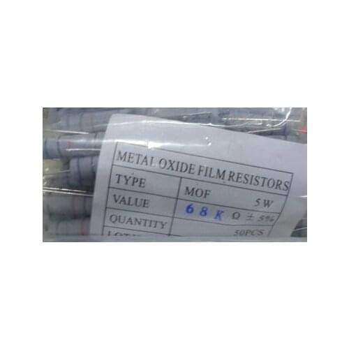 5W 1R-1M 1ohm to 1M 5W 1R to 1M 5W Carbon film 5% 50pcs/LOT Free shipping 5W1K 2K 1R 2R 100R 910K